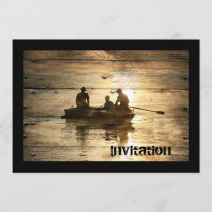 初期のな国湖のボートのカヌーの魚釣り 招待状