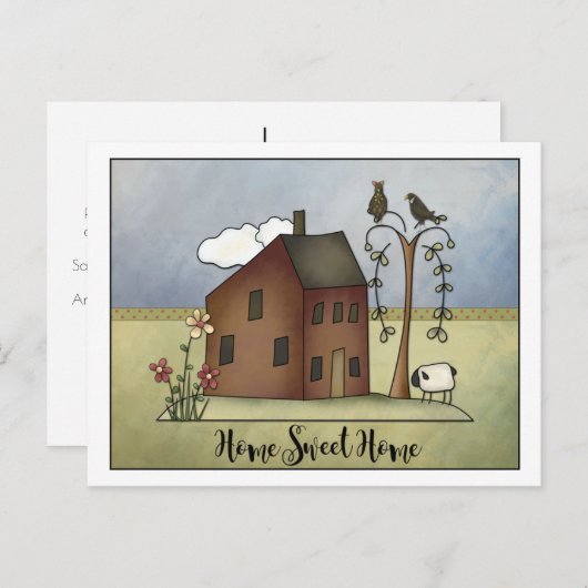 初期のな塩箱の家の引っ越し祝いパーティーのパーティー| インビテーションポストカード (正面/裏面)