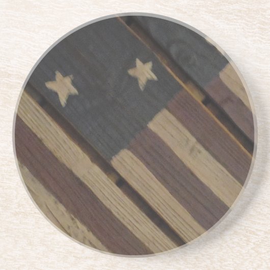 初期のな木製の米国旗: 、白い赤い、青い コースター (正面)