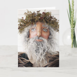 初期のな民芸の人形のクリスマスカード-サンタ シーズンカード