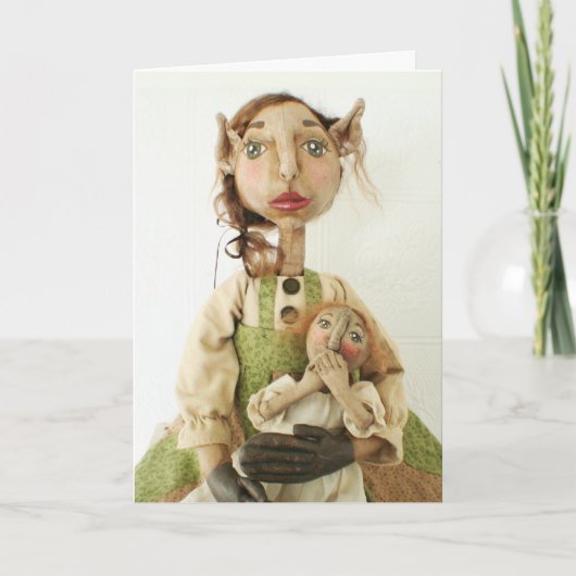 初期のな民芸の人形のクリスマスカード- Gwendolyn シーズンカード (正面)