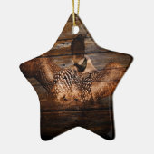 初期のな納屋の木製の西欧諸国の水鳥の水潜り鳥 セラミックオーナメント (左)