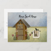 初期のな離れ家のヒツジによっては|引っ越し祝いパーティーのパーティーが家へ帰ります インビテーションポストカード (正面/裏面)