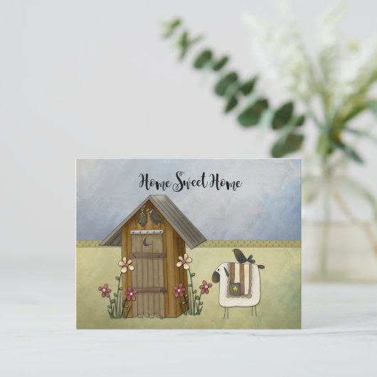 初期のな離れ家のヒツジによっては|引っ越し祝いパーティーのパーティーが家へ帰ります インビテーションポストカード (スタンド正面)