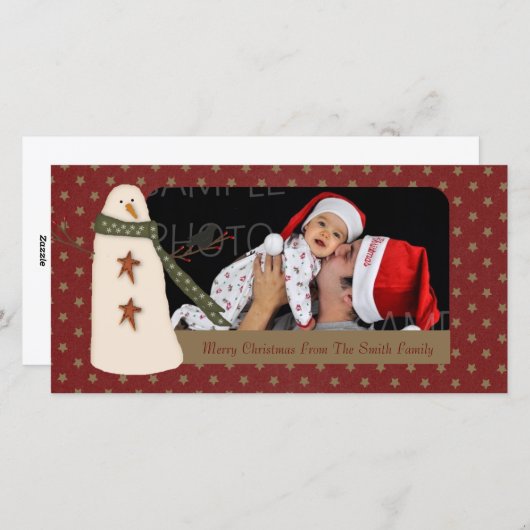 初期のな雪だるまの休日の写真カード シーズンカード (正面/裏面)