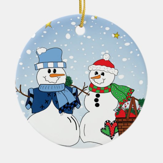 初期のな雪のカップル セラミックオーナメント (正面)