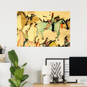 初期のインディアンウマヴィンテージフォークアートスケッチ ポスター (ホームオフィス)