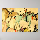 初期のインディアンウマヴィンテージフォークアートスケッチ ポスター (正面)