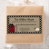 初期のサルトボックスハウスと柳の木の出荷 ラベル (インサイチュ)