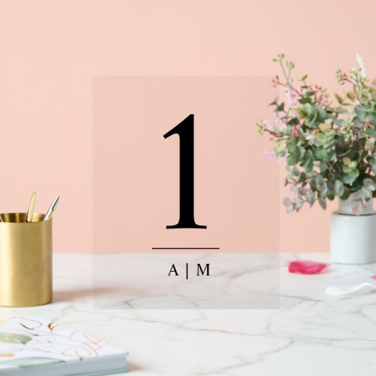 初期のシンプルでエレガントな結婚式のテーブル番号 アクリルサイン (ウェディング)