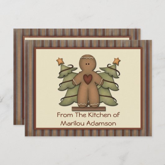 初期のジンジャーブレッドマンレシピカード ポストカード (正面/裏面)