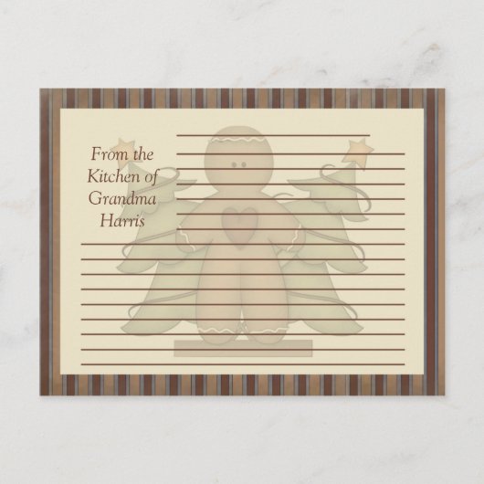 初期のジンジャーブレッドマンレシピカード ポストカード (正面)