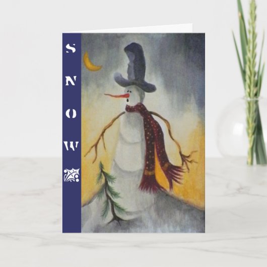 初期のフォークアート雪だるま シーズンカード (正面)