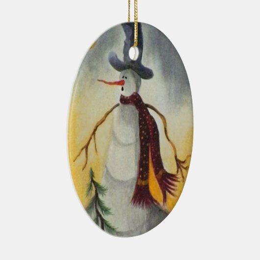 初期のフォークアート雪だるま セラミックオーナメント (右)