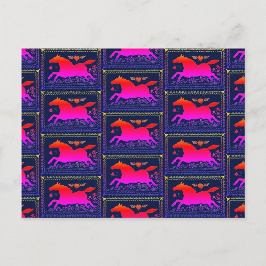 初期のフォークアーランニングトの馬シルエットウマ科の ポストカード (正面)