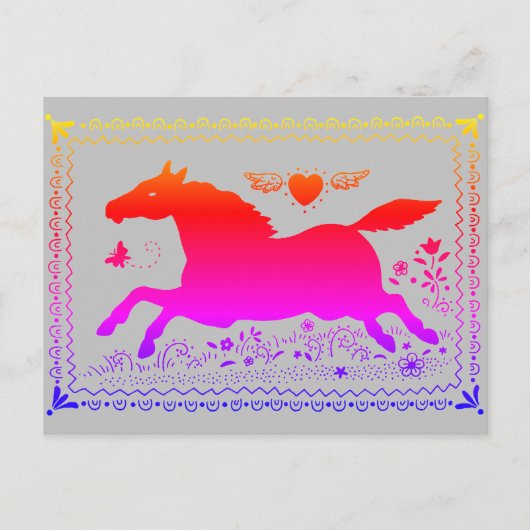 初期のフォークアーランニングトの馬シルエットウマ科の ポストカード (正面)