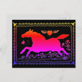 初期のフォークアーランニングトの馬シルエットウマ科の ポストカード (正面/裏面)