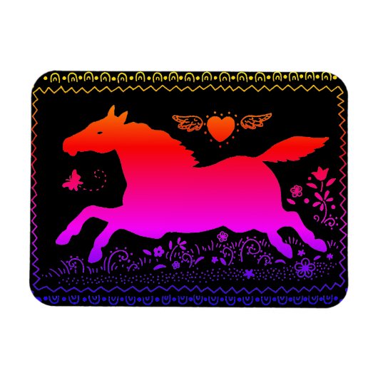 初期のフォークアーランニングトの馬シルエットウマ科の マグネット (横)