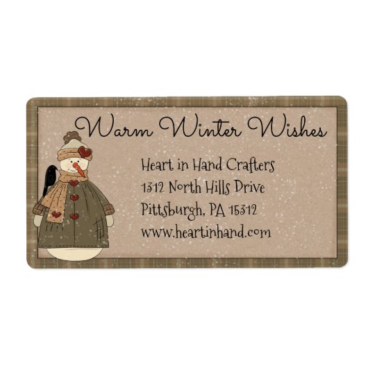 初期の雪だるまの住所/出荷ラベル ラベル (正面)