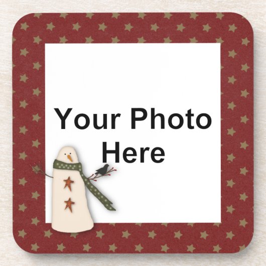 初期の雪だるまカスタムフォトコルクコースター コースター (正面)