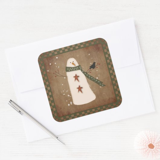 初期の雪だるまシール スクエアシール (封筒)