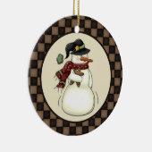 初期の雪だるまジンジャーブレッドマン セラミックオーナメント (右)