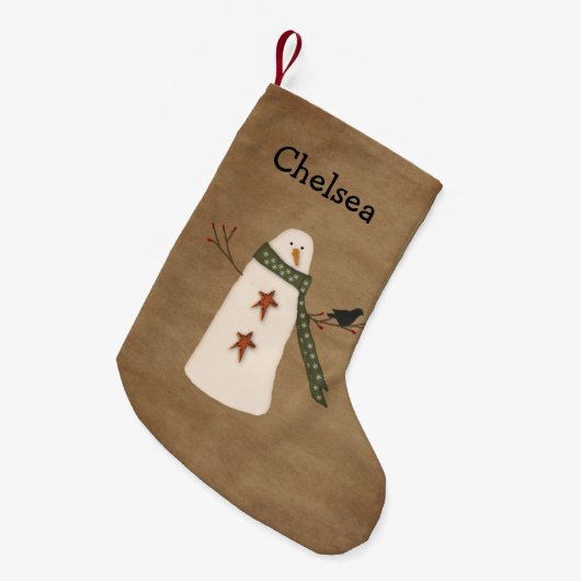 初期の雪だるまストッキング スモールクリスマスストッキング (正面 (吊り時))