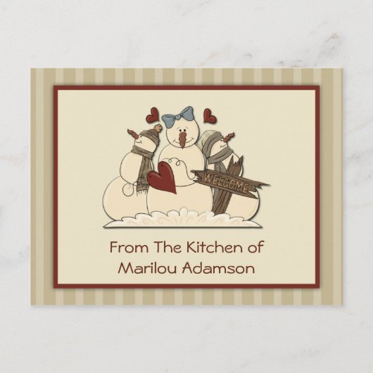 初期の雪だるまレシピカード ポストカード (正面)