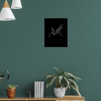 初期の鳥がワームをキャッチ – Line Art Proverb ポスター