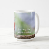 初期の鳥のコーヒー、赤いかわいらし(鳥)ショウジョウコウカンチョウ コーヒーマグカップ (正面右)