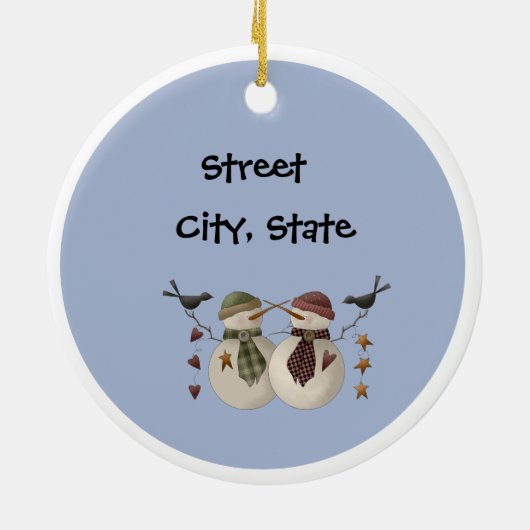 初期の – 新しいホームの初めてのクリスマス セラミックオーナメント (裏面)