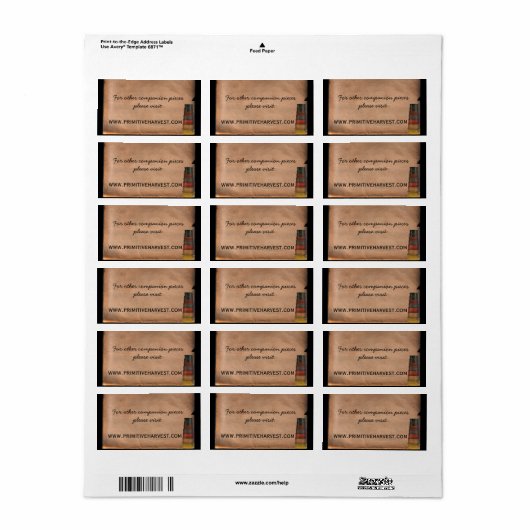 初期のHarvest Special Label ラベル (フルシート)