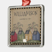 初期のSALTBOXハウスファミリー名素朴 メタルオーナメント (左)