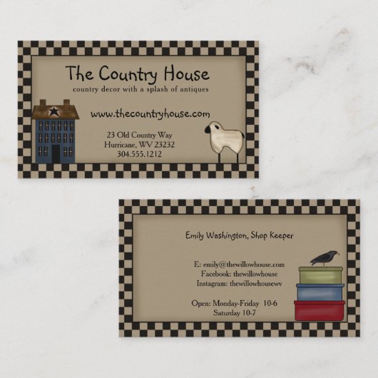 初期のSaltbox HouseとSheep Editable 名刺 (正面/裏面)