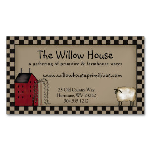 初期のSaltbox HouseとWillow Tree編集可能 マグネット名刺