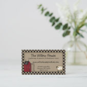 初期のSaltbox HouseとWillow Tree編集可能 名刺 (スタンド正面)