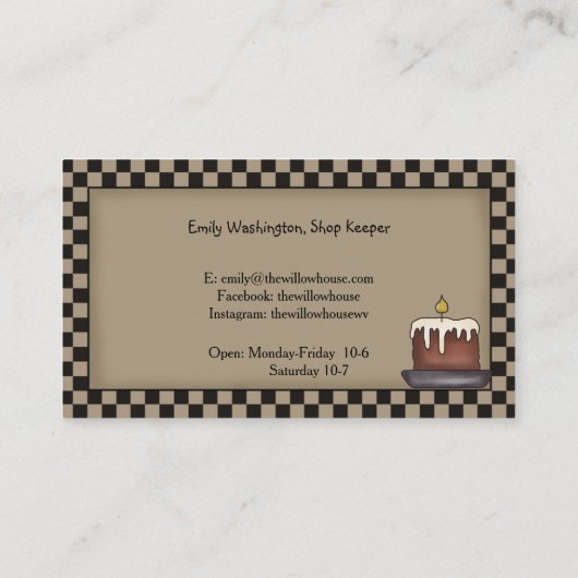 初期のSaltbox HouseとWillow Tree編集可能 名刺 (裏面)