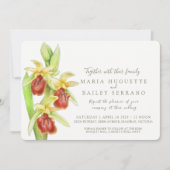 初期スパイダーオーキッドの水彩結婚式 招待状 (正面)