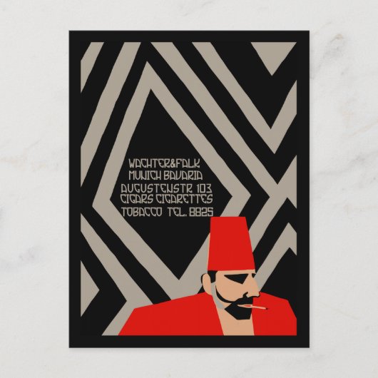 初期ドイツのアールデコタバコ店の広告 ポストカード (正面)