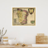 初期ブラジルの地図1719 ポスター (キッチン)