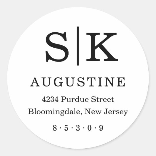 初期モノグラム差出人住所 ラウンドシール (正面)