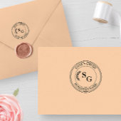 初期モノグラム ビジネス ボタニカル リーブ ラウンド セルフインキングスタンプ