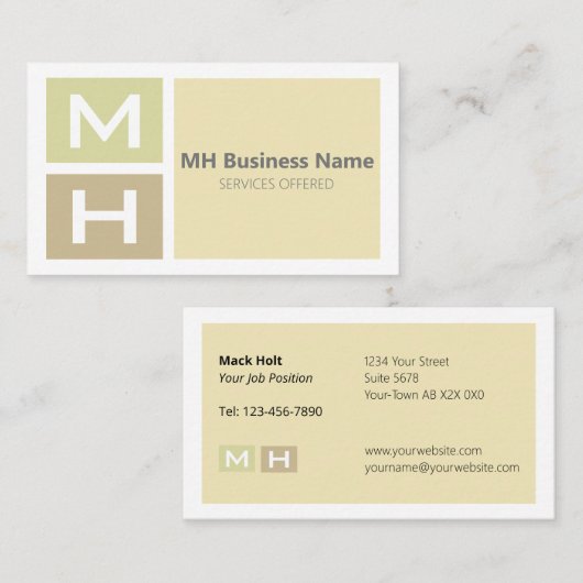 初期化されたウォームトーンブロック 名刺 (正面/裏面)