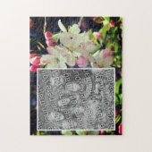 初期春の花のフレームあなたの写真を追加 ジグソーパズル (縦)