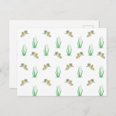 初期春ロビンバード&スノードロップパターン ポストカード (正面/裏面)