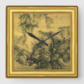 初期春、郭西絵画氏、額縁 スクエア壁時計 (正面)