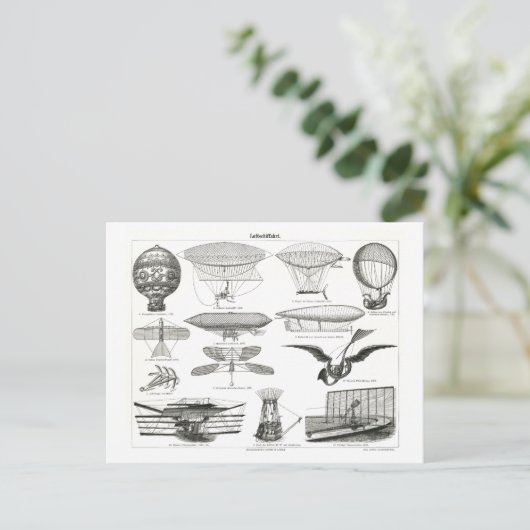 初期飛んでいる機械イラストレーションヴィンテージ ポストカード (スタンド正面)