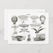 初期飛んでいる機械イラストレーションヴィンテージ ポストカード (正面/裏面)