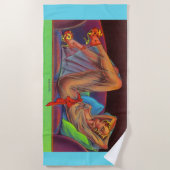 初期1940s美しいピンアップ女の子のプリント ビーチタオル (正面)