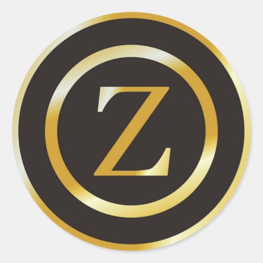 初期Zゴールドモノグラムウェディングステッカー ラウンドシール (正面)
